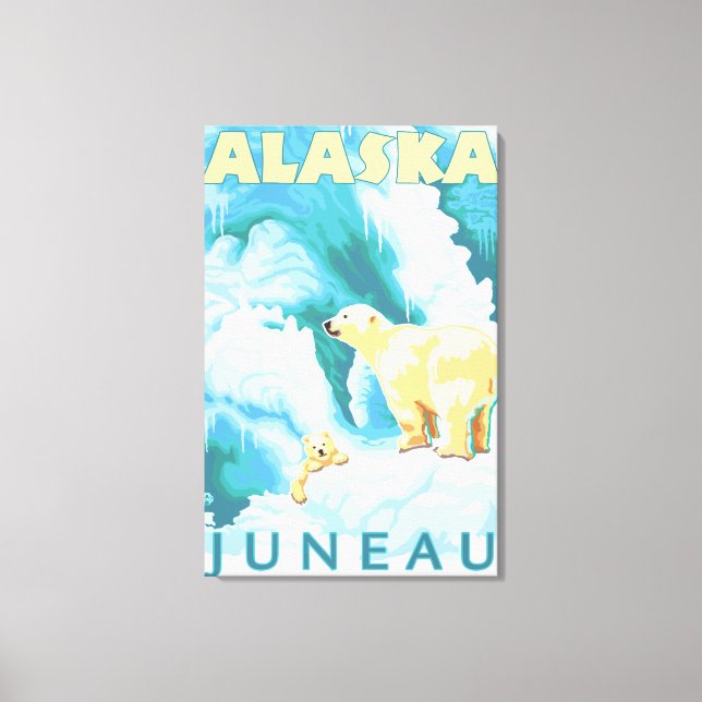 Polar Bears & Cub - Juneau, Alaska Canvas Print (Front)