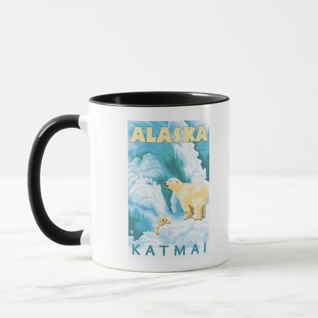 Polar Bears & Cub - Katmai, Alaska Mug (Left)