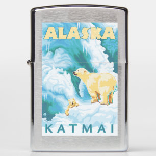 Polar Bears & Cub - Katmai, Alaska Zippo Lighter