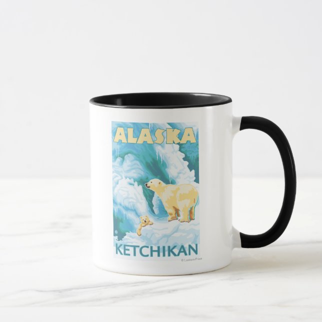 Polar Bears & Cub - Ketchikan, Alaska Mug (Right)