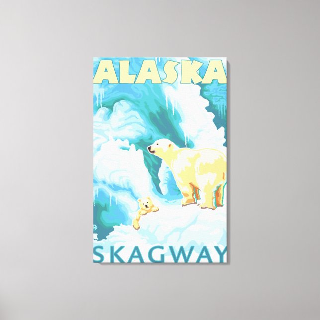 Polar Bears & Cub - Skagway, Alaska Canvas Print (Front)