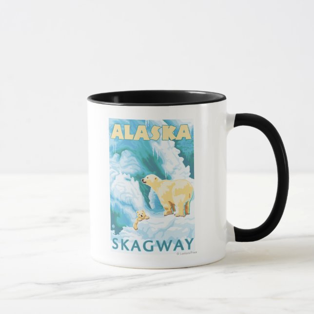 Polar Bears & Cub - Skagway, Alaska Mug (Right)