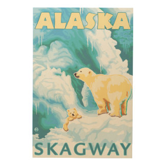 Polar Bears & Cub - Skagway, Alaska Wood Wall Art