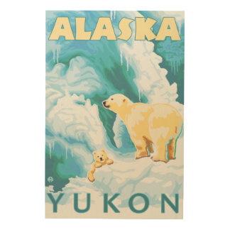 Polar Bears & Cub - Yukon, Alaska Wood Wall Decor
