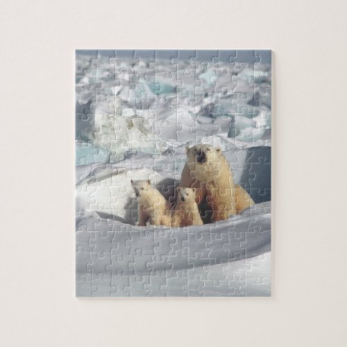 Polar Bears Cubs Arctic Wildlife Jigsaw Puzzle