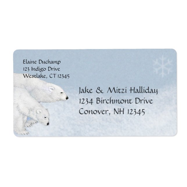 Polar Bears Custom Personalized Christmas Holiday Label (Front)