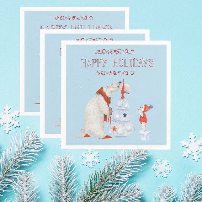 Polar Bears Decorating Tree Napkins (Creator Uploaded)