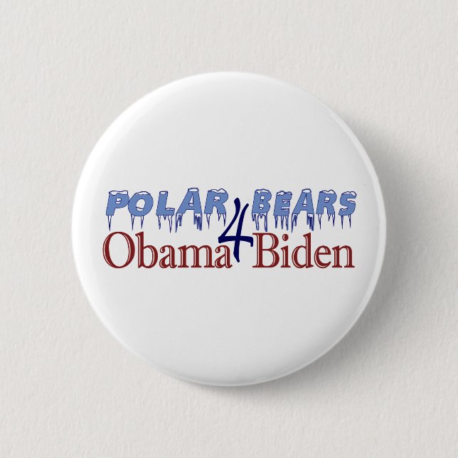 Polar Bears for Obama Biden 2008 Button (Front)