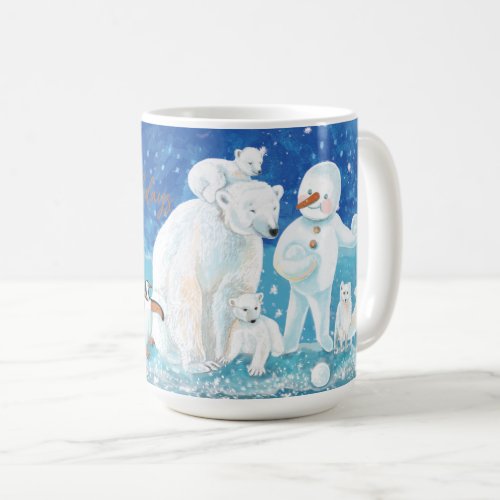 Polar Bears Fox Penguin  Snowman Happy Coffee Mug