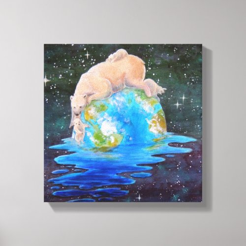 Polar Bears Global Warming Canvas