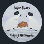 Polar Bears Hannukah Nights Stickers<br><div class="desc">Graphic illustration of Polar Bears in the Arctic celebrating Hannukah.</div>
