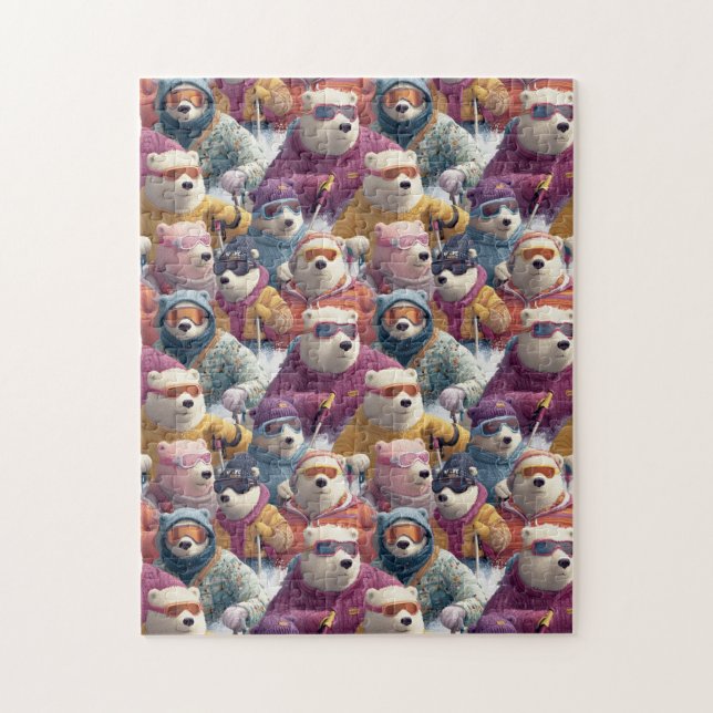 Polar Bears In Designer Ski Wear Jigsaw Puzzle (Vertical)