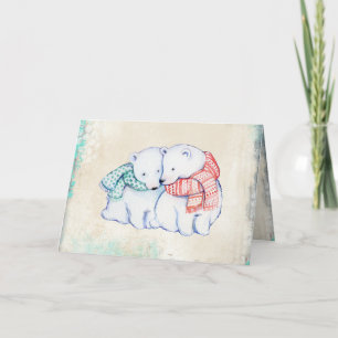Polar Bears in Scarves Christmas Card