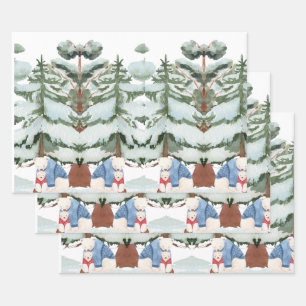 Polar Bears in the Snow Forest Wrapping Paper Sheets