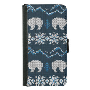 Polar Bears Knitted Winter Pattern Samsung Galaxy S5 Wallet Case