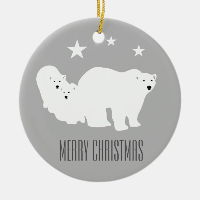Polar Bears Merry Christmas Ornament Decoration (Front)