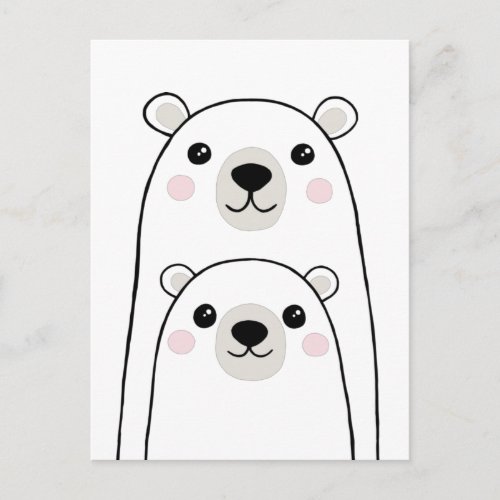 Polar bears _ mommy or daddy with cub postcard