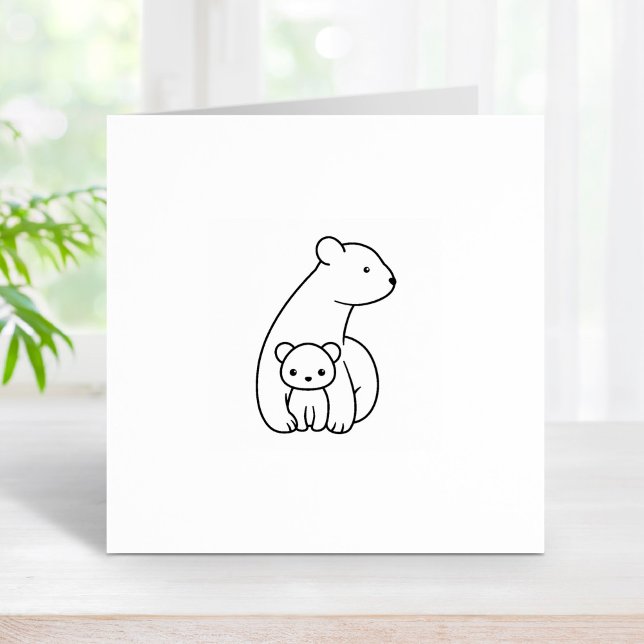 Polar Bears: Mother and Cub 1x1 Rubber Stamp (Creator Uploaded)