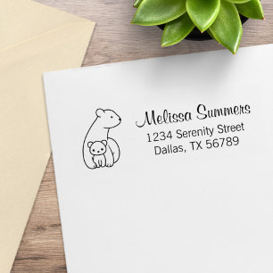 Polar Bears: Mother and Cub Address Rubber Stamp