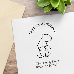 Polar Bears: Mother and Cub Address Rubber Stamp