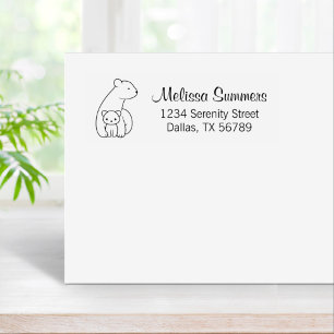 Polar Bears: Mother and Cub Address Rubber Stamp