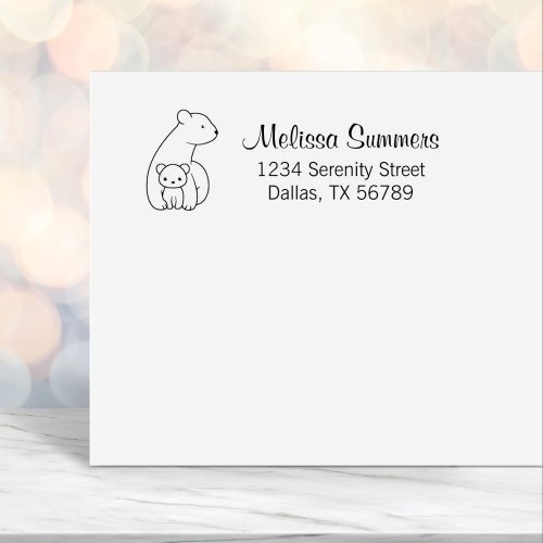 Polar Bears Mother and Cub Address Self_inking Stamp