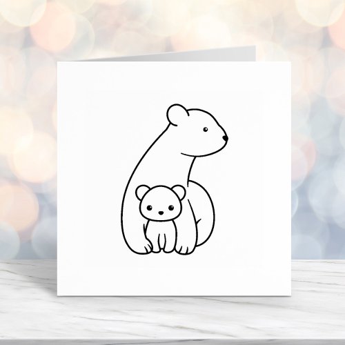 Polar Bears Mother and Cub Self_inking Stamp