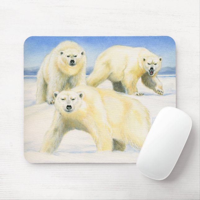 Polar Bears Mouse Pad (With Mouse)