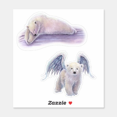 Polar Bears Mystical Artwork Angel Fantasy Sticker
