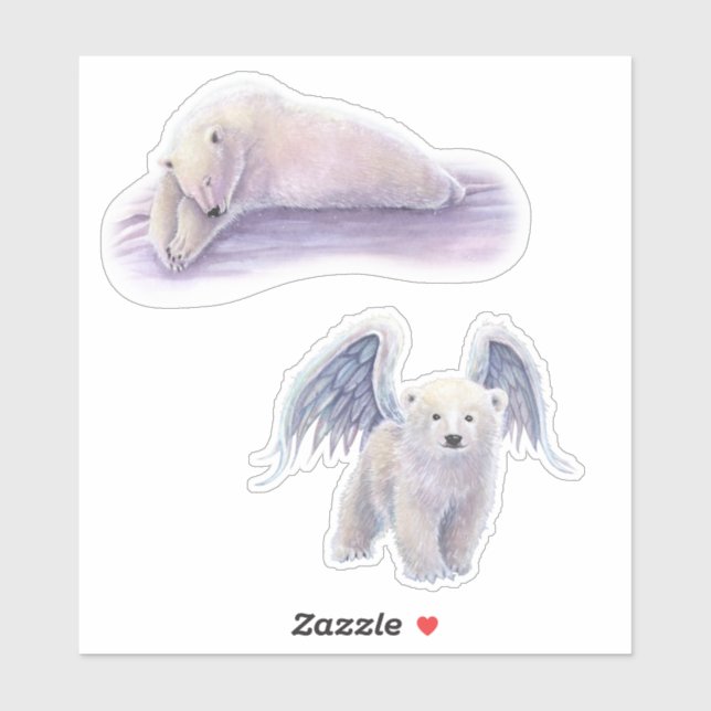 Polar Bears Mystical Artwork Angel Fantasy Sticker (Sheet)