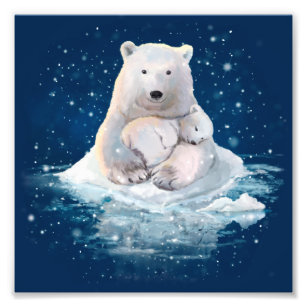 Polar bears on an ice floe photo print
