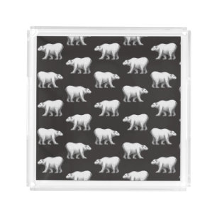 Polar Bears on Black Acrylic Tray
