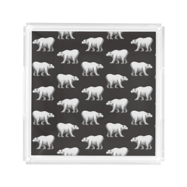Polar Bears on Black Acrylic Tray (Front)