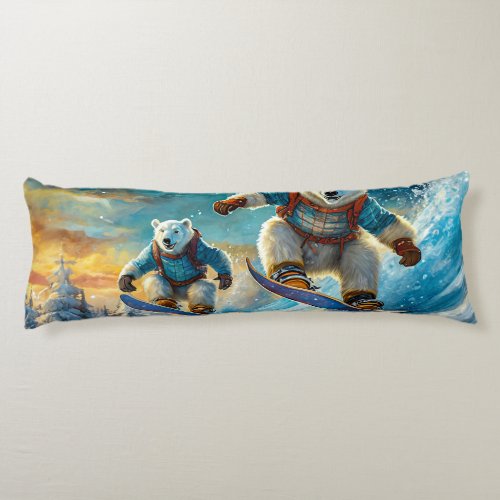 Polar Bears On Snowboards Design By Rich AMeN Gill Body Pillow