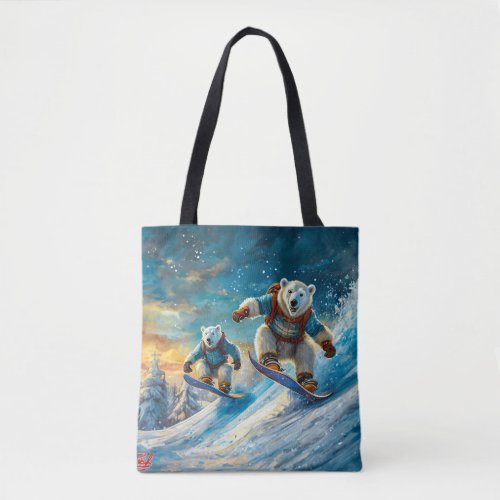 Polar Bears On Snowboards Design By Rich AMeN Gill Tote Bag