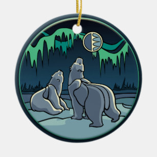 Polar Bears Ornament Personalized Bear Art Gifts