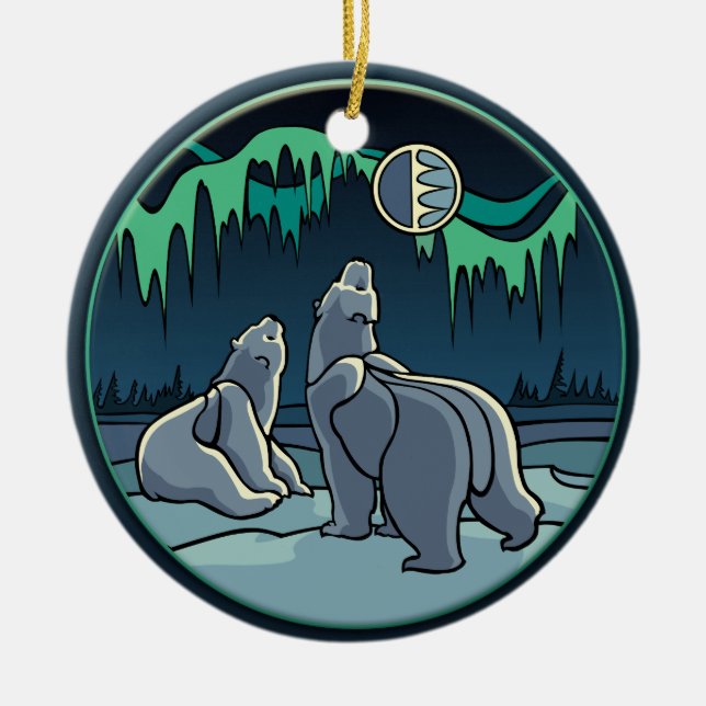 Polar Bears Ornament Personalized Bear Art Gifts (Front)