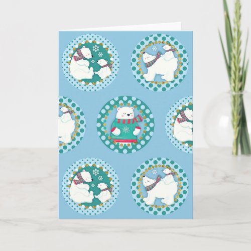 Polar Bears Pattern _ Cute Winter Holidays Card