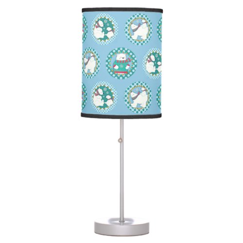 Polar Bears Pattern _ Cute Winter Holidays Table Lamp