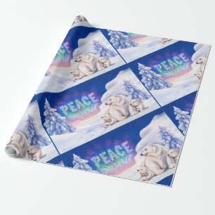Polar bears PEACE Christmas wrapping paper