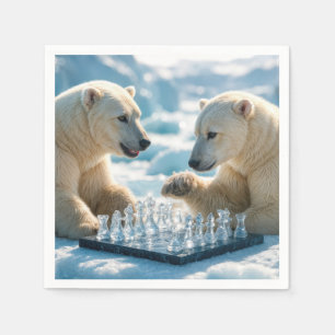 Polar Bears Playing Chess On a Glacier Napkins