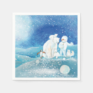 Polar Bears, Polar Fox, Emperor penguin & Snowman Napkins