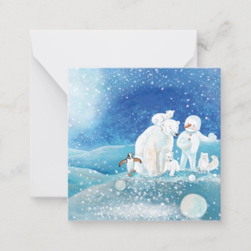 Polar Bears Polar Fox Emperor penguin  Snowman  Note Card