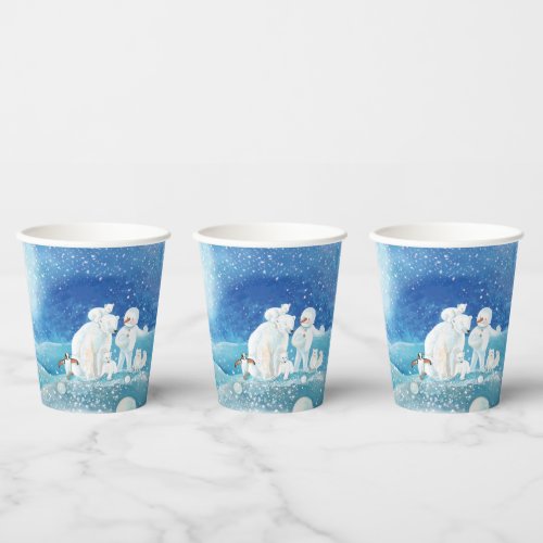 Polar Bears Polar Fox Emperor penguin  Snowman  Paper Cups