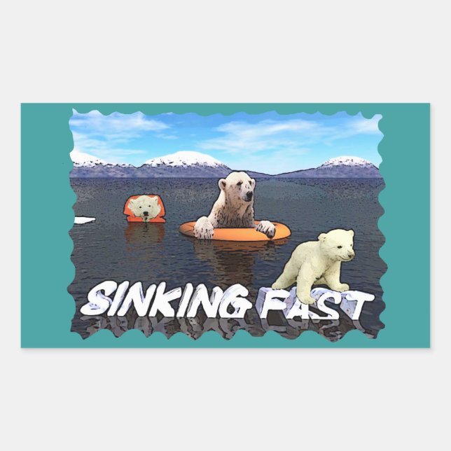 Polar Bears - Sinking Fast Rectangular Sticker (Front)