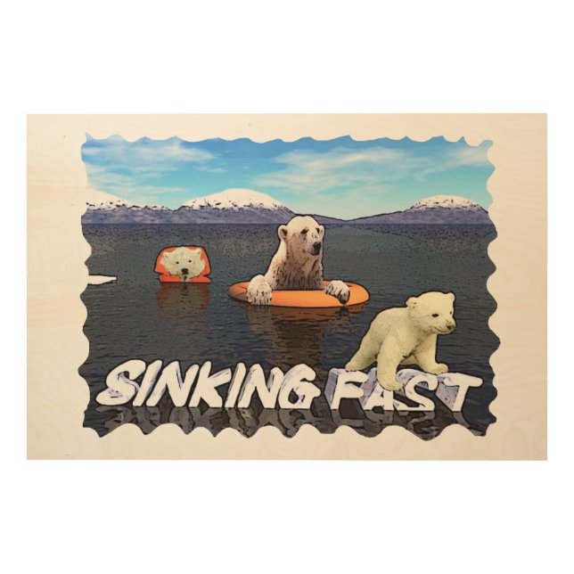 Polar Bears - Sinking Fast Wood Wall Decor (Front)