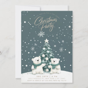 Polar Bears Snow Christmas Party Invitation