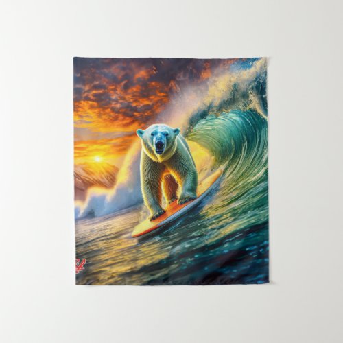Polar Bears Surfing 02 Design By Rich AmeN Gill Tapestry