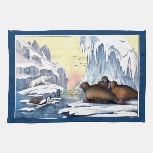 Polar Bears, Walrus, And Seals Kitchen Towel (Horizontal)