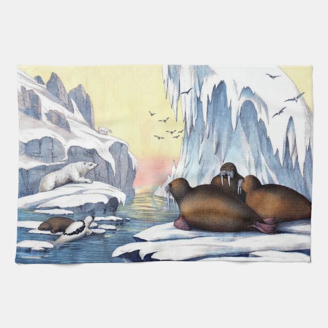 Polar Bears, Walrus, And Seals Kitchen Towel (Horizontal)